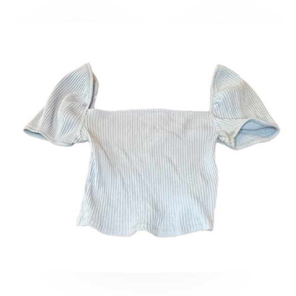 H&M Women’s Light Blue Ruffle Sleeves Robbed Croptop XS - Picture 3 of 7